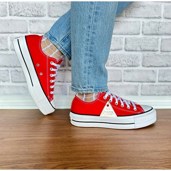 ⭐Converse Chuck Taylor Lift Ox Low Canvas 7 Women's Shoes Sneakers Red A14905C - Picture 3 of 13